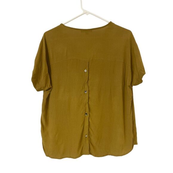 Madewell Olive Army Green Drapey V-Neck Button-Back Viscose Top, Small - Picture 6 of 7